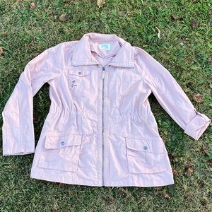 PINK FLORAL EMBROIDERED UTILITY JACKET